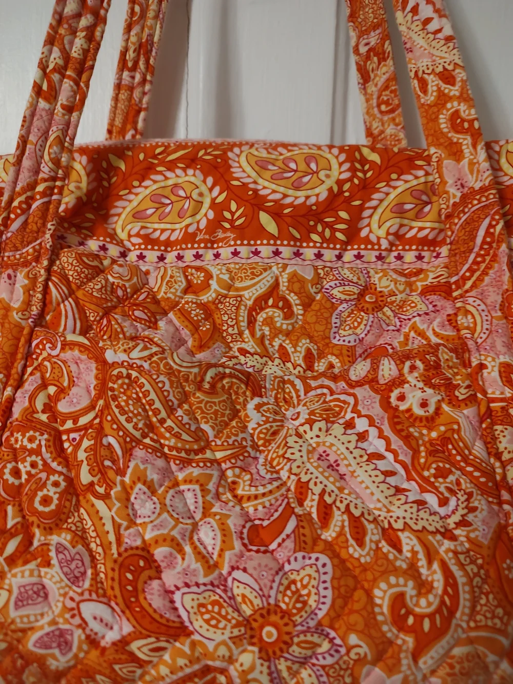 Vera Bradley Orange Paisley Quilted Hobo Tote - Picture 4 of 7